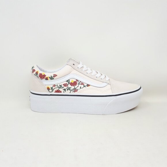 Vans Old Skool Stackform Platform Authentic Shoe Sneaker Floral White Womens 8 - Picture 1 of 12